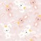 Colorful seamless pattern, bunnies with crowns. Decorative cute background with animals. Happy rabbits