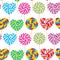 Colorful seamless pattern, candy lollipops, spiral candy cane. Candy on stick with twisted design on white background. Vector