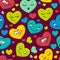 Colorful seamless pattern of cartoon heart emotions. Valentine\'s