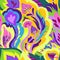 Colorful seamless pattern with chaotic floral and psychedelic abstract elements. Vector illustration