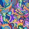 Colorful seamless pattern with chaotic floral and psychedelic abstract elements. Vector illustration
