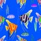 Colorful seamless pattern,consisting of many marine fish.