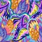 Colorful seamless pattern with crazy psychedelic organic abstract elements, print with plant and mushrooms motifs