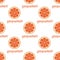 Colorful seamless pattern of delicious grapefruit slices on a white background. Simple flat vector illustration. For the design of