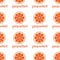 Colorful seamless pattern of delicious grapefruit slices on a white background. Simple flat vector illustration. For the design of