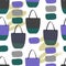 Colorful seamless pattern with different style bags and purses.