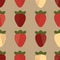Colorful seamless pattern with flat stylized strawberries, vector. Perfect for textiles and paper goods, kitchen stuff design