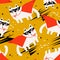 Colorful seamless pattern with happy cats. Decorative cute background with funny animals, meow. Super hero