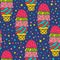 Colorful seamless pattern with ice cream cone and messy dots.
