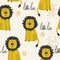 Colorful seamless pattern with little lions. Decorative cute background with animals