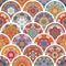 Colorful seamless pattern with mandalas. Decorative ornamental design in vector. Patchwork