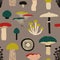 Colorful Seamless Pattern With Mushrooms