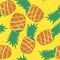 Colorful seamless pattern with pineapples. Decorative colored background with fruits