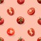 Colorful seamless pattern of red tomatos.