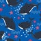 Colorful seamless pattern with sharks, sea stars. Decorative cute background with fishes. Marine illustration