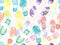 Colorful seamless pattern of shoe prints footprints. Vector illustration