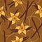 Colorful seamless pattern with spices: vanilla flowers. Decorative background