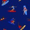 Colorful seamless pattern with surfers