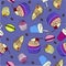 Colorful seamless pattern with sweets doodle