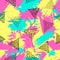 Colorful seamless pattern from triangles on the bright brush str