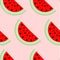 Colorful seamless pattern of watermelon slices.