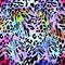 Colorful seamless pattern with wild Leopards