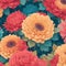 Colorful Seamless Roses and Chrysanthemum Pattern generated by Ai