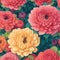 Colorful Seamless Roses and Chrysanthemum Pattern generated by Ai