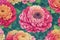 Colorful Seamless Roses and Chrysanthemum Pattern generated by Ai