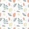 colorful seamless vector pattern with various leaf