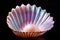 Colorful seashells in a glass bowl on a black background, a captivating open sea pearl shell, AI Generated