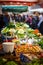 Colorful selection of vegetables on the farmers market in Mainz