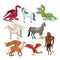 Colorful set animal greek mythological creatures