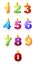 Colorful set of a birthday party, anniversary candles in the form of numbers. Clipart 3D raster illustration