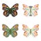 Colorful set of butterflies with various outlines