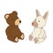 Colorful set collection teddy bear and bunny