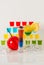 Colorful set of drinks, color drink decorated with fruit, many c