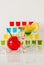 Colorful set of drinks, color drink decorated with fruit, many c