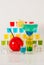 Colorful set of drinks, color drink decorated with fruit, many c