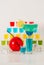 Colorful set of drinks, color drink decorated with fruit, many c