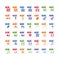Colorful set of file type icons. file format icon set in color