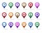 Colorful Set of Location, Places, Travel and Destination Pin Icons