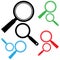 Colorful set of magnifiers. Find icons. Vector