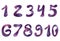 Colorful set of numbers. Figures of the color scheme of the stellar outer space.