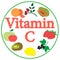 Colorful set of products which contain the most vitamin C