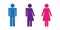 Colorful set of restroom icons including gender neutral icon pictogram