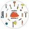 Colorful set of tools - work safely. Isolated vector logo, icon. Idea for working and repair themes. Ready-made artworks.
