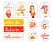 Colorful Set Of Vector Flat Style Labels. Collection Of Different Autumnal Round Stickers On White Background. Cartoon