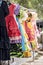 Colorful sevillana costumes at a street market in Spain