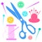 Colorful sewing icons collection
